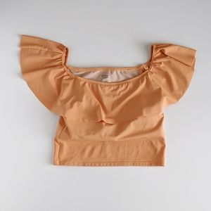 Kortni Jeane Golden Ruffled Around Top Medium